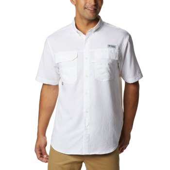 Columbia PFG Blood and Guts III Short Sleeve Woven, Camisa Blancos Para Hombre | 742318-JIN